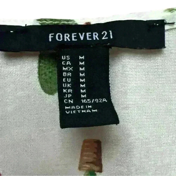 Forever 21 • Sheer Chiffon White Cactus Print Pattern Crop Top Tie Front Medium - Picture 5 of 6